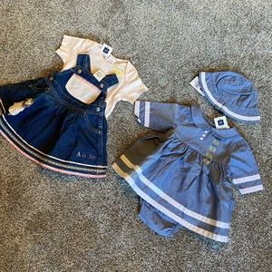 New NWT Baby Gap Girl 0-3 Month Pink Denim 100% Cotton Dresses- Bundle of 2!